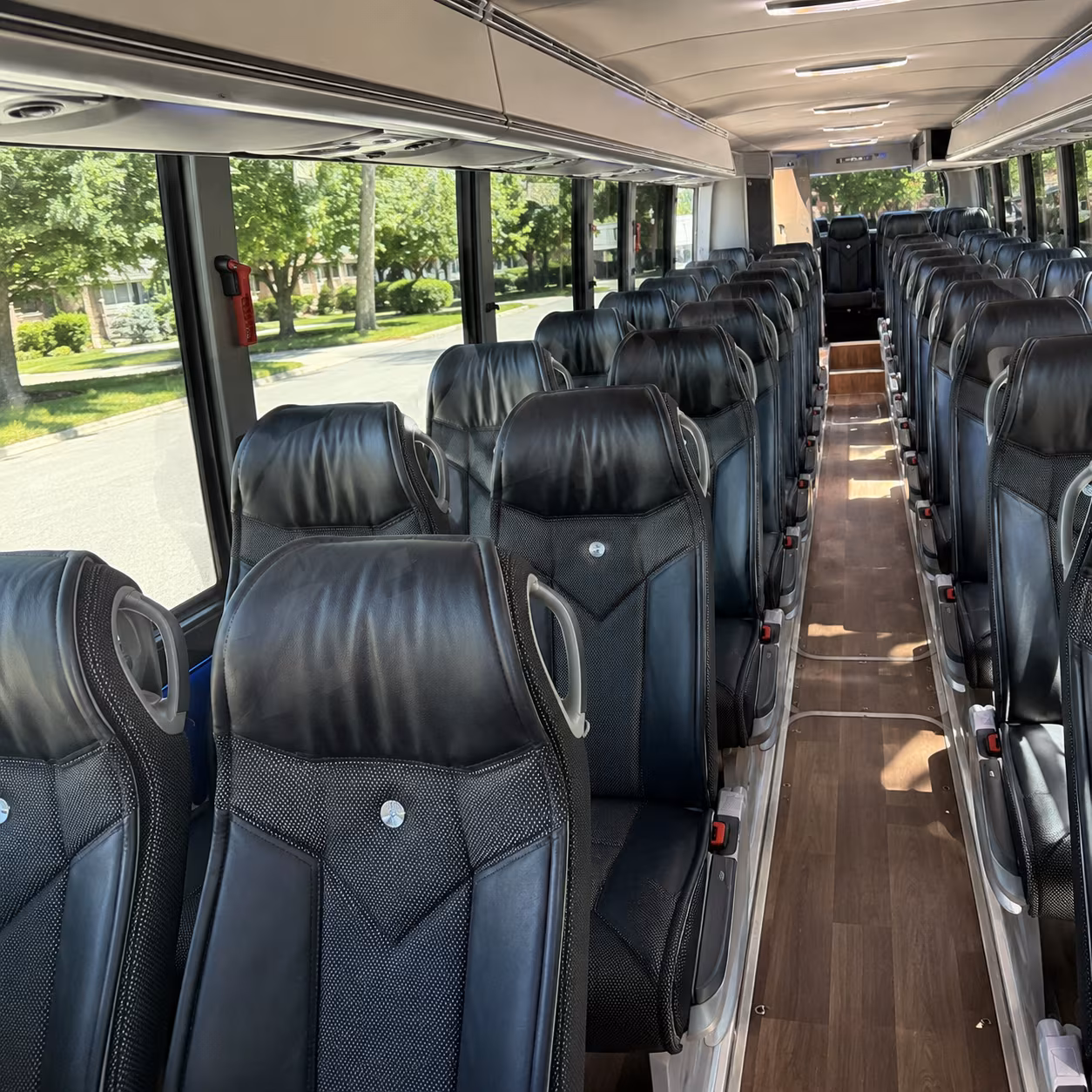 athens 40 passenger charter bus inside