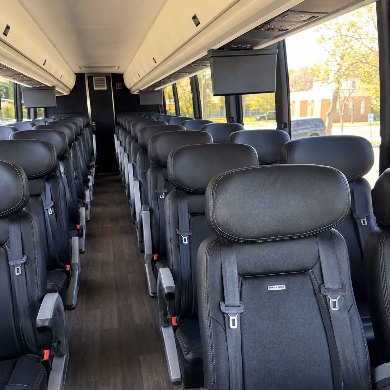 athens 45 passenger charter bus inside